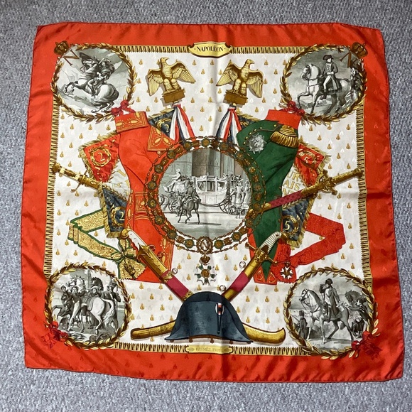 •Hermes Vintage Jacquard Scarf RARE Napoleon Ledoux Hand Rolled Hem 35”x34” - Picture 2 of 15